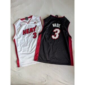 Lot Of 2 Adidas NBA Miami Heat Dwayne Wade #3 Jersey Size Youth XL (18-20)